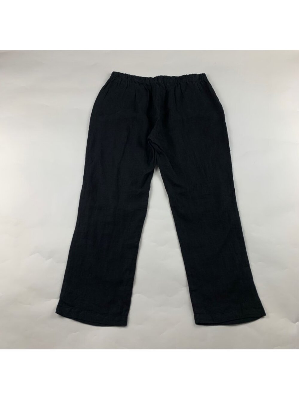 Jolie Black Linen Tapered Leg Ankle Pant USA Made L - Picture 6 of 7